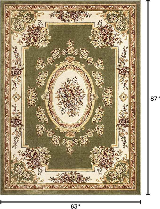 Well Woven Pastoral Medallion Green French Area Rug European Formal Traditional (5'3" x 7'3") Easy Clean Shed Free Modern Classic Thick Soft Plush Living Dining Room Area Rug