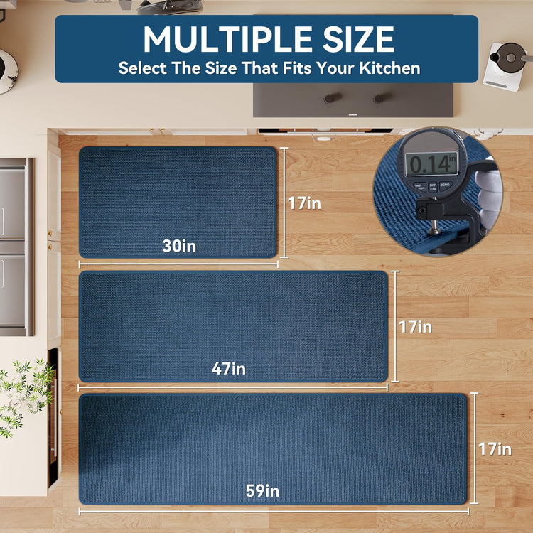Extra Long Kitchen Runner Rugs Kitchen Mat Non Slip Blue 17"x95"