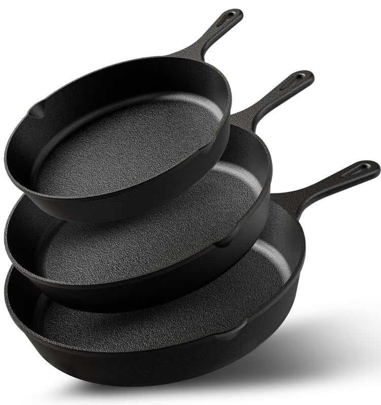 Cast Iron Skillet Set 3 Piece 6 8 10 Inch PFAS (3 Count)
