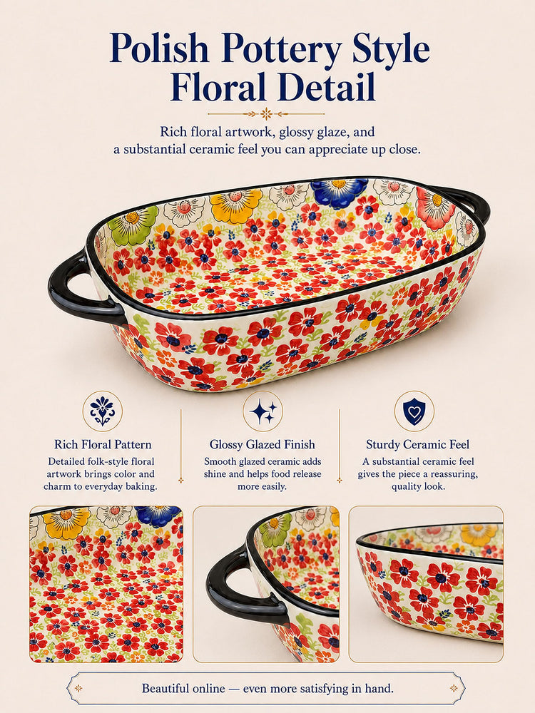 2 Piece Polish Pottery Style Ceramic Baking Dish Set (2 Count)