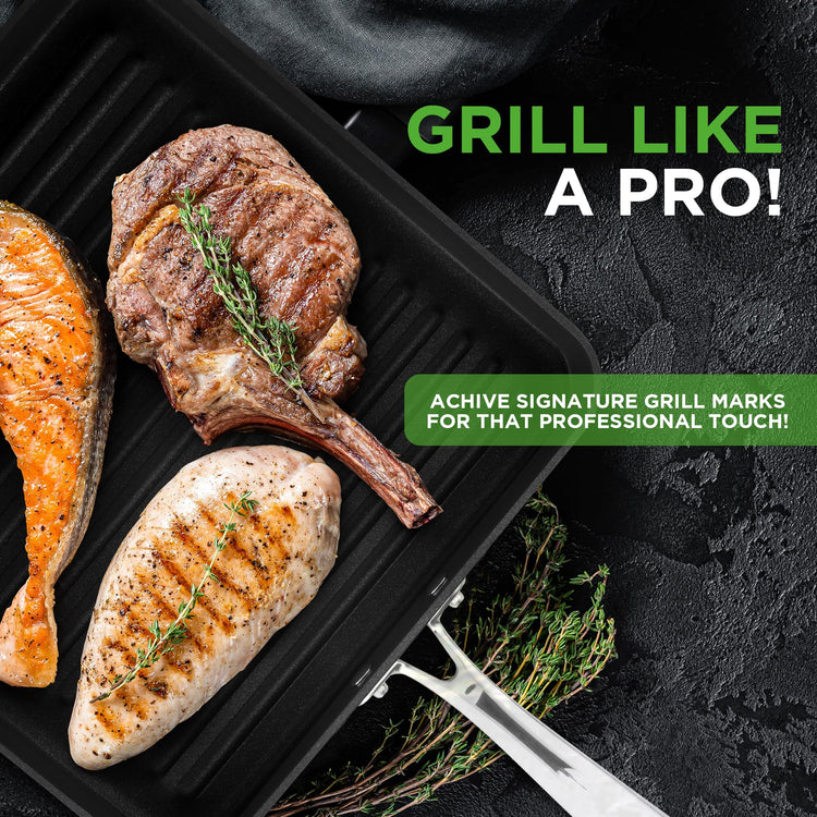 11" Non Stick Grill Pan for Indoor Cooking