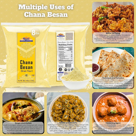 Rani Chana Besan (Chickpeas Flour, Gram) 128oz (8lbs) 3.63kg Bulk ~ All Natural | Vegan | Gluten Friendly | NON-GMO | Kosher | Indian Origin - Nestoria