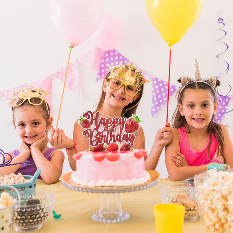 Real Strawberry Happy Birthday Cake Topper