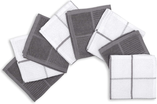 AMOUR INFINI Dish Cloths for Washing Dishes Set of 8 - Highly Absorbent, Super Soft Kitchen Dishcloths - Reusable Quick Dry Dish Rags for Cleaning & Drying Kitchen Linens (12x12 Inch - L.Grey) - Nestoria