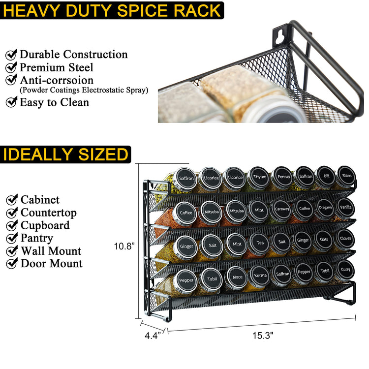 Spice Rack Organizer with 32 Spice Jars (32 Count)