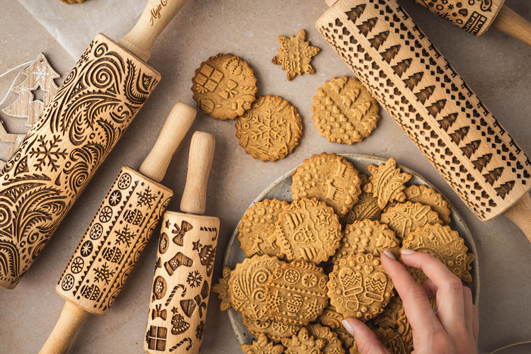 WINTER Embossing Rolling Pin for Christmas Cookies