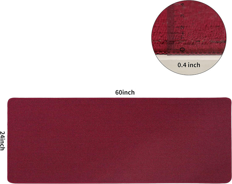 COSY HOMEER 24X60 Inch Kitchen Rug Mats Made of 100% Polypropylene Strip TPR Backing Soft Kitchen Mat Specialized in Anti Slippery and Machine Washable,for Kitchen, Floor Home,Office,Sink,Laundry,Red