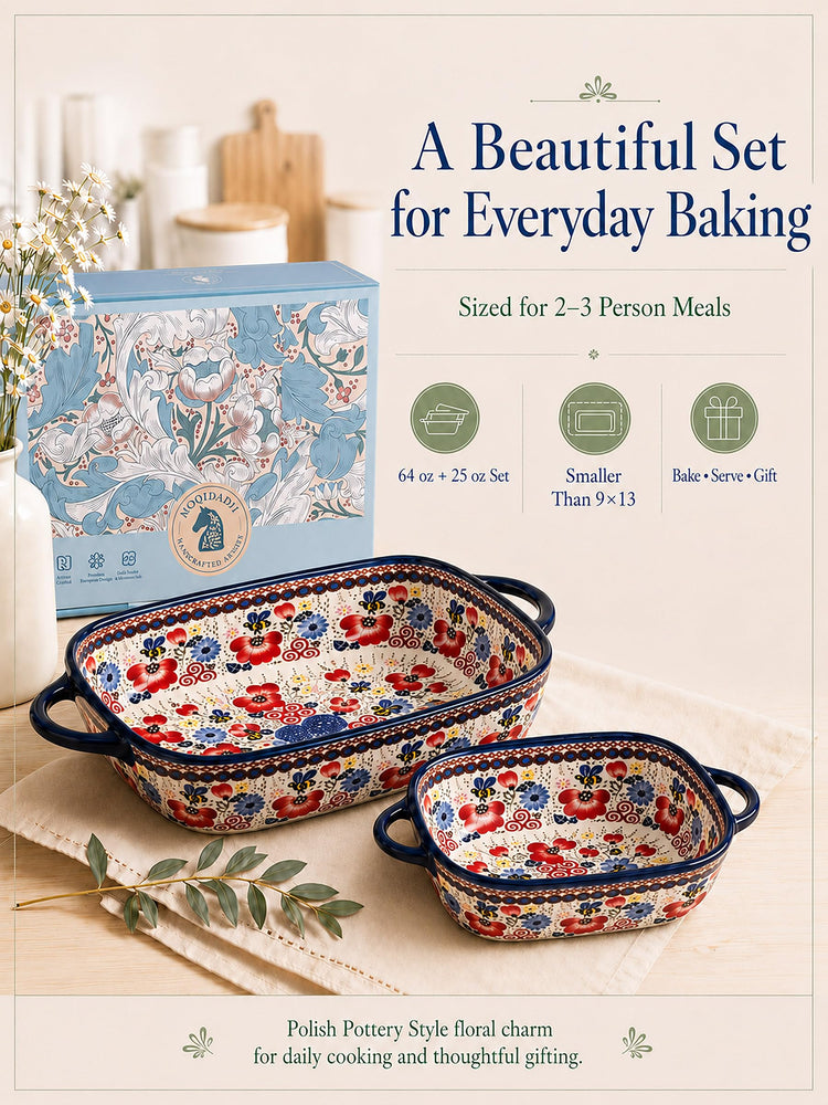 2 Piece Polish Pottery Style Ceramic Baking Dish Set (2 Count)