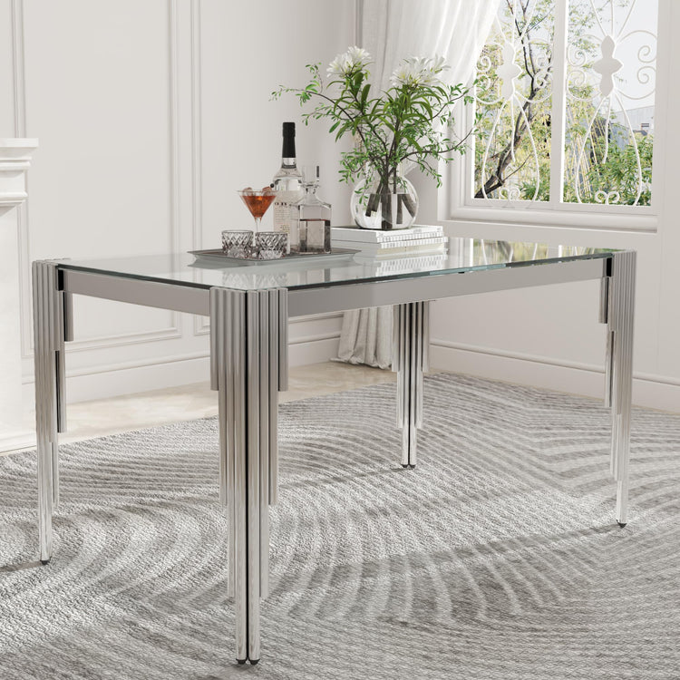 51'' Modern Glass Dining Table for 4 People