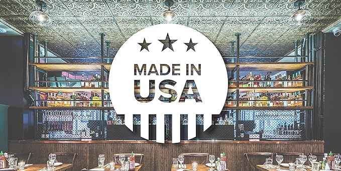 American Tin Ceilings Tin Backsplash [5-Pack with Trim Kit] in Pattern #3 and Brushed Satin Nickel Color 24" x 24" (20 Sq Ft) for Kitchens | Genuine Tin | Made in The USA | Model: kit5-b-p03-sbn