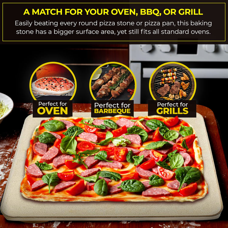 Pizza Stone Baking Stone. SOLIDO Rectangular 14"x16"