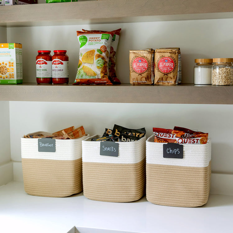 Storage Cubes 11 Inch Cotton Rope Woven Baskets for Organizing (3 Count)