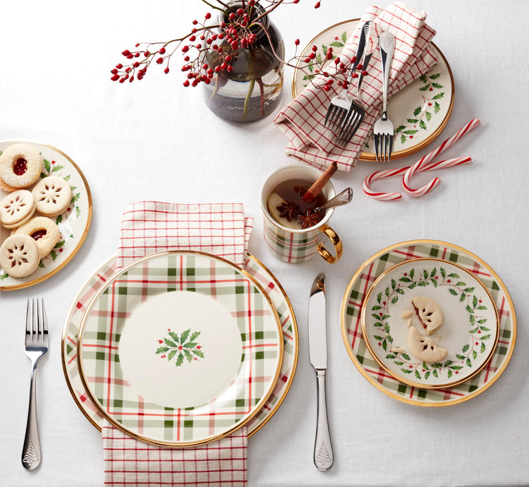 Holiday Plaid Christmas Porcelain Mug Set for 4 (4 Count)