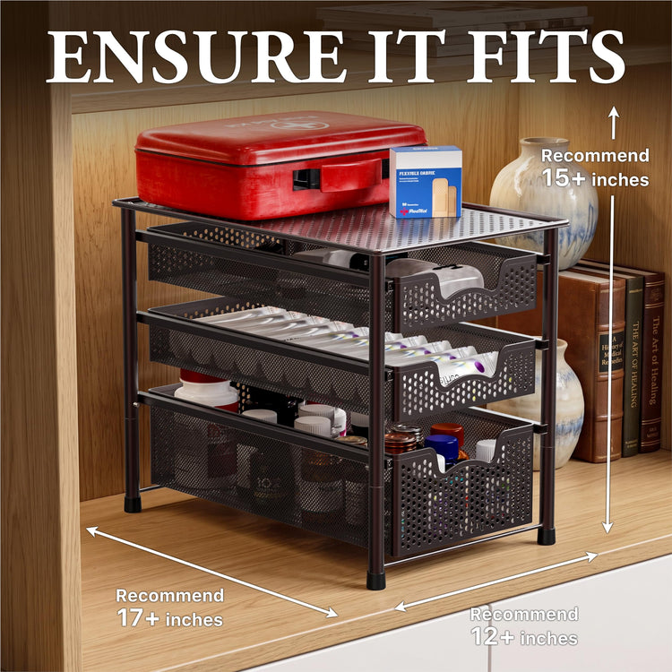 Stackable 3 Tier Sliding Basket Organizer Drawer (3 Count)