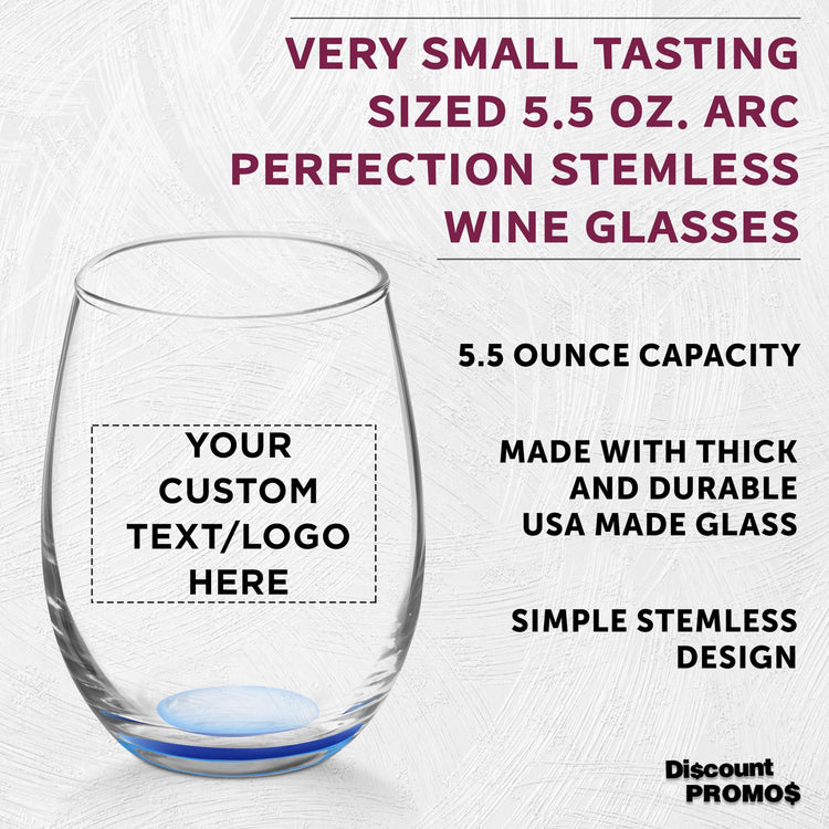 Custom Stemless Wine Glasses by ARC 5.5 oz Set of 12 (100 Count)
