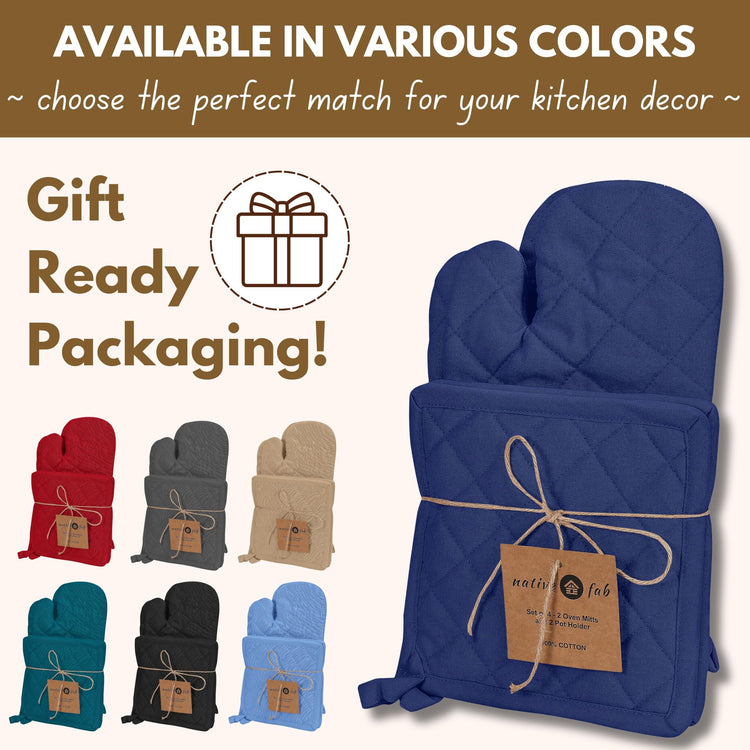 4 Piece Set 2 Oven Mitts & 2 Potholders (4 Count)
