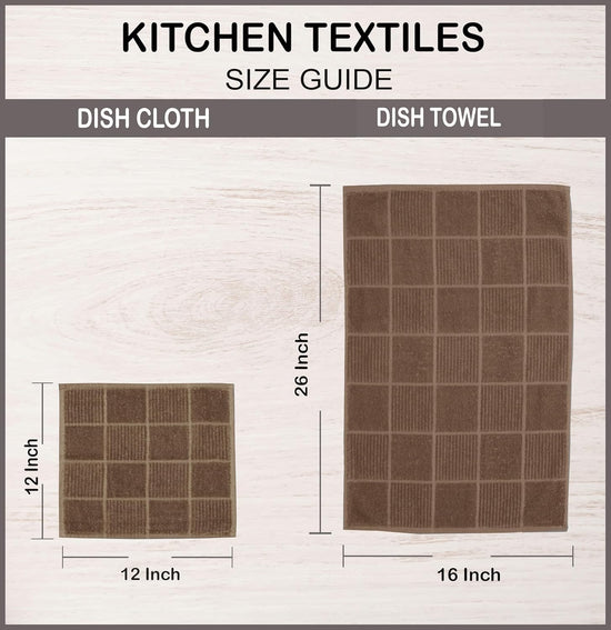 AMOUR INFINI Dish Cloths for Washing Dishes Set of 8 - Highly Absorbent, Super Soft Kitchen Dishcloths - Reusable Quick Dry Dish Rags for Cleaning & Drying Kitchen Linens (12x12 Inch - Brown) - Nestoria