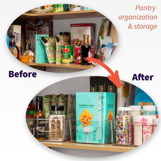 Pantry Storage Bins with Removable Dividers (2 Count)