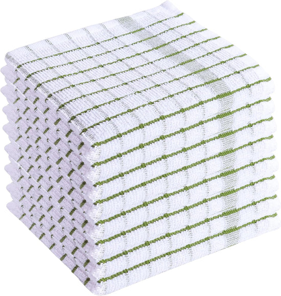 AMOUR INFINI Kitchen Dish Cloths Set of 8 - Ultra Soft, Highly Absorbent, Quick-Drying Terry Cotton Dishcloths 12"x12" Inch Wash & Cleaning Cloths for Kitchen & Dishwashing (Green) - Nestoria
