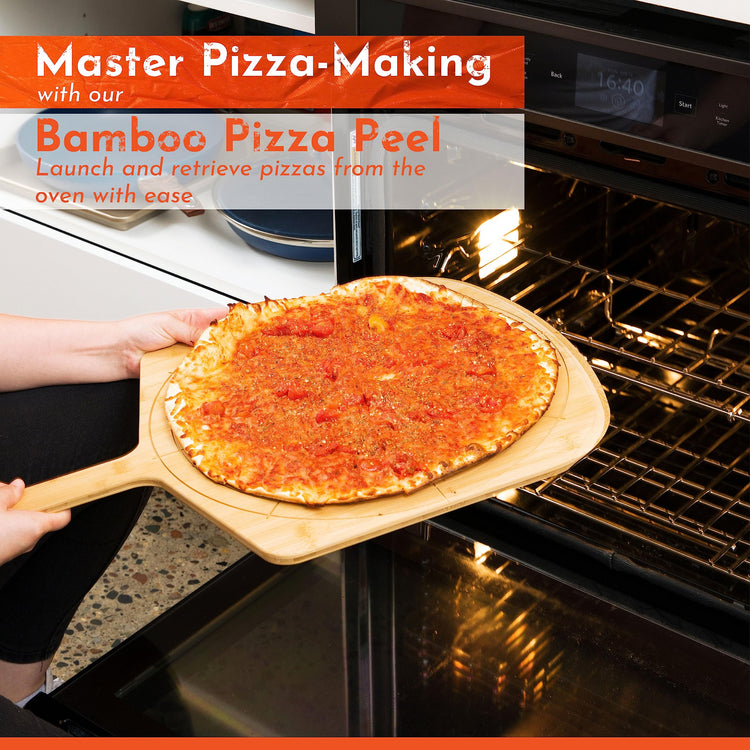 Wooden Pizza Peel 16 Inch Board with Engraved Sizes