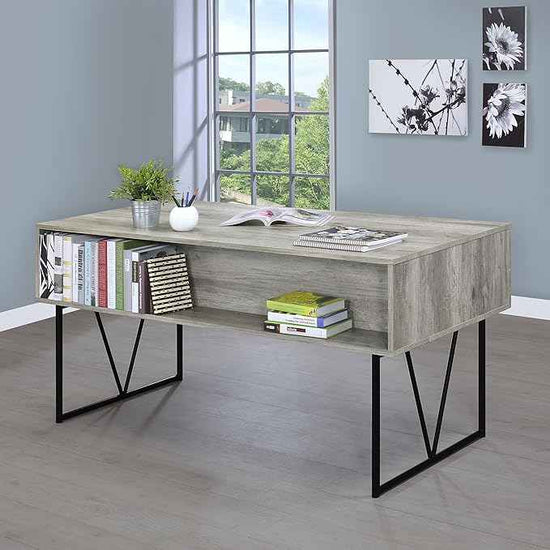 Coaster Home Furnishings Analiese Rustic 63-Inch 4-Drawer Home Office Computer Writing Desk Study Table with Storage Engineered Eco-Friendly Wood Look Laminate Sturdy Steel Grey Driftwood 801999