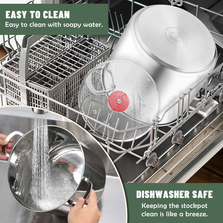 12 Quart 18 10 Stainless Steel Stock Pot with Lid