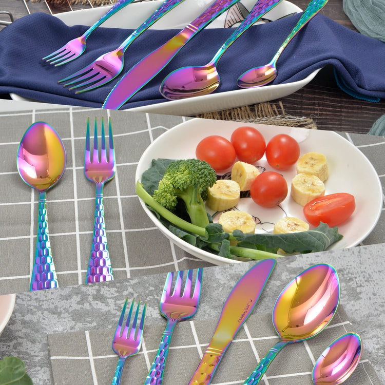 Hammered Silverware Set 20 Pieces