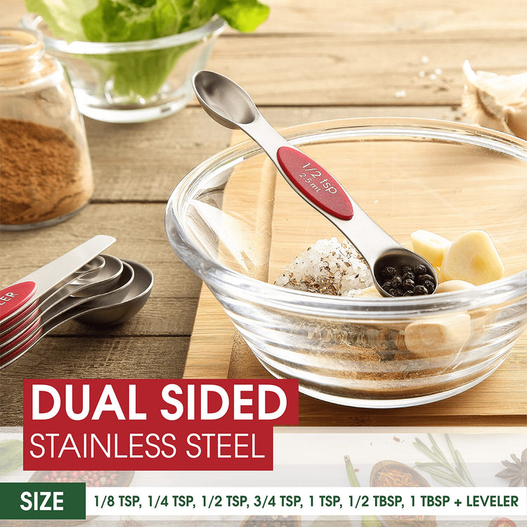 Stainless Steel Magnetic Measuring Spoons Set of 8