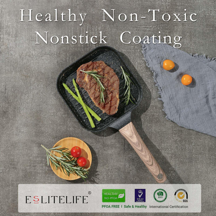 7 Inch Nonstick Small Grill Pan for Indoor Cooking