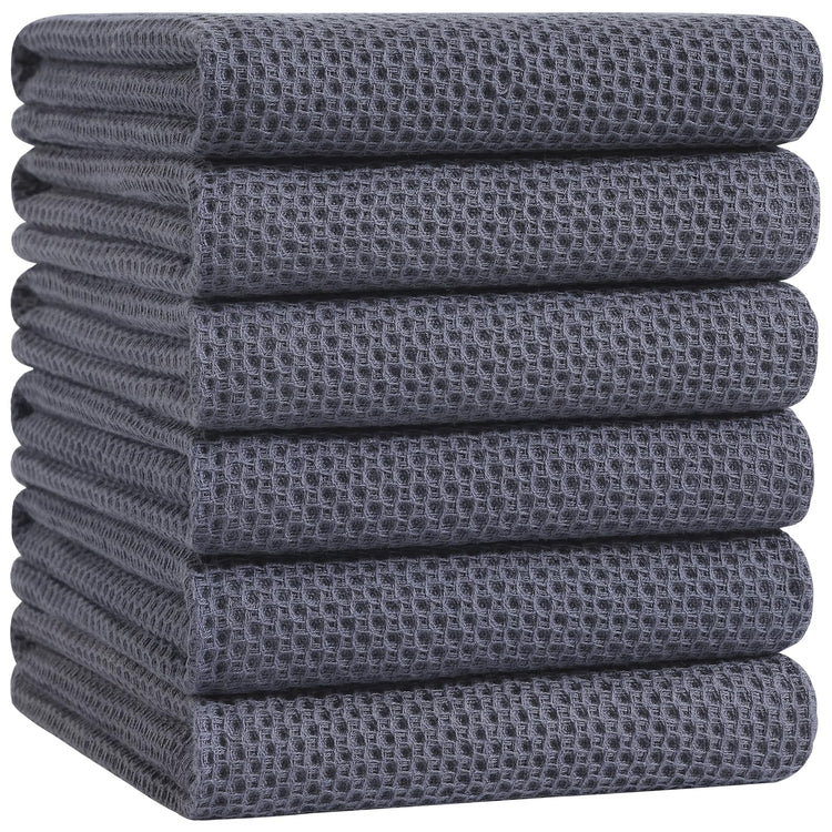 100% Cotton Oversized Waffle Weave Kitchen Towels 6 (6 Count)