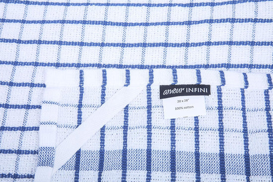 AMOUR INFINI Terry Dish Towels Pack of 4 Highly Absorbent Quick Dry Super Soft 20x28 Inch Kitchen Towel with Hanging Loop for Cleaning & Drying Dishes (Blue) - Nestoria