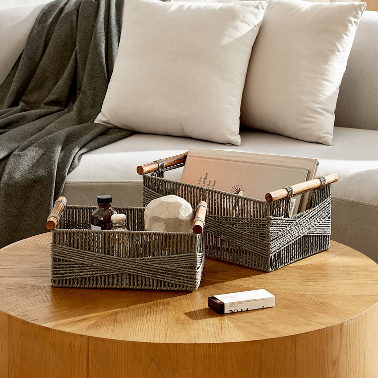 Wicker Storage Baskets for Organizing (2 Count)