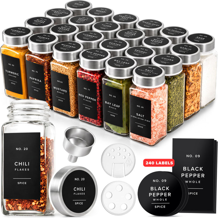 Glass Spice Jars with Label (24 Count)