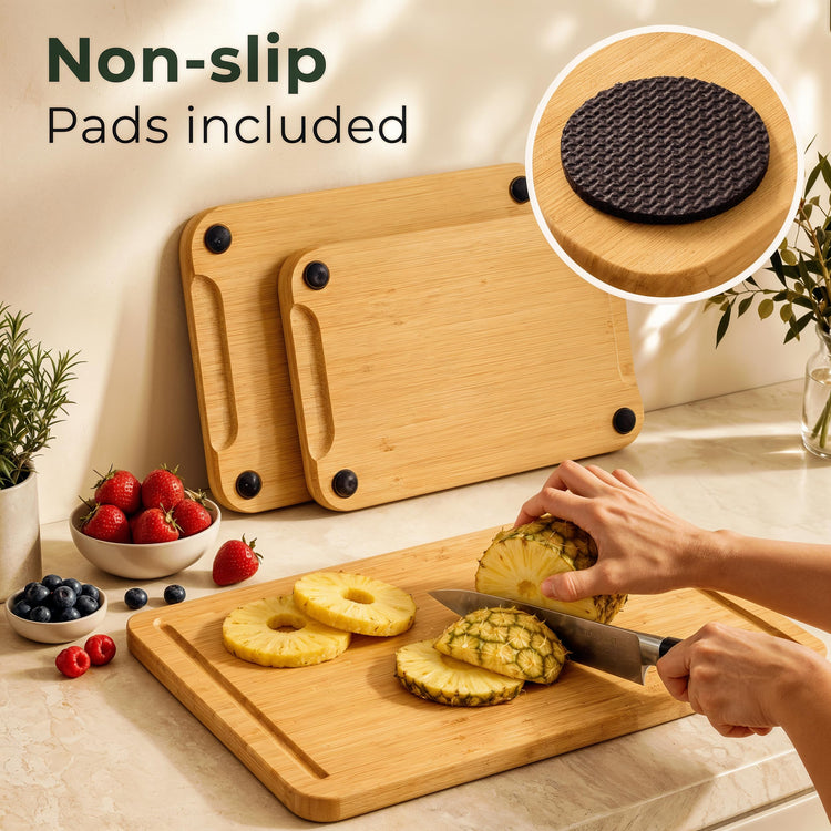 Bamboo Cutting Boards for Kitchen Set of 3 (3 Count)