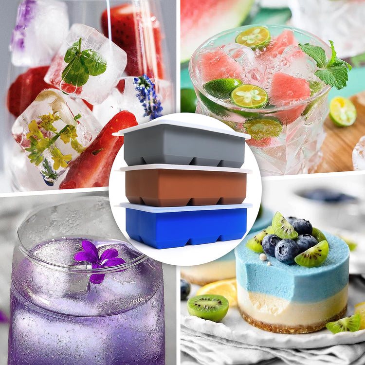 Silicone Ice Cube Trays 3 Pack (3 Count)