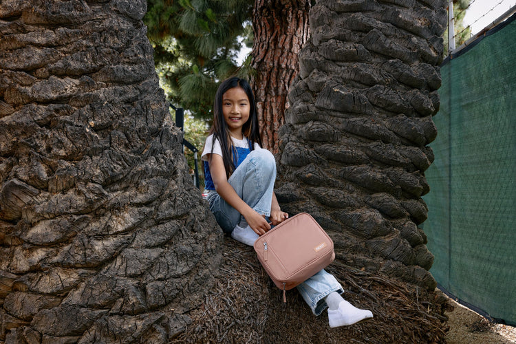 R) Freezable Classic Lunch Box, Almond, Built with EcoFreeze(R) Technology, Collapsible, Reusable, Zip Closure With Zip Front Pocket and Buckle Handle, Designed for Fresh Lunch On the Go