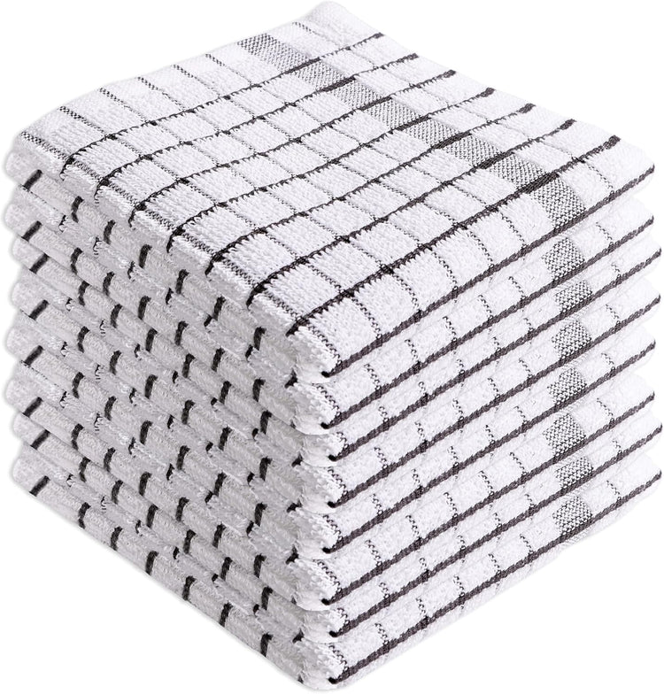 AMOUR INFINI Kitchen Dish Cloths Set of 8 - Ultra Soft, Highly Absorbent, Quick-Drying Terry Cotton Dishcloths 12"x12" Inch Wash & Cleaning Cloths for Kitchen & Dishwashing (D.Grey) - Nestoria