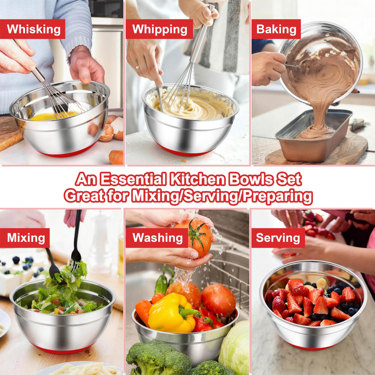 Mixing Bowls Stainless Steel Salad Bowls with Lids