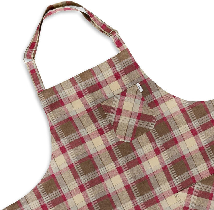 Solino Home Linen Bib Apron for Men & Women - Rustic Multicolor Kitchen Apron with Front Pockets - Handcrafted from European Flax