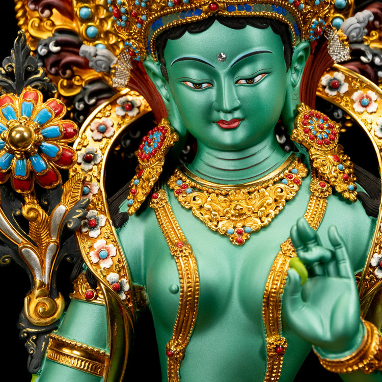 Green Tara Buddha Statue for Zen Decor Indoor