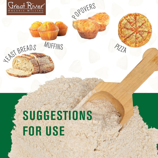 Great River Organic Milling Organic Unbleached Wheat Bread Flour | Artisan Bread Flour for Baking | Multi-Purpose Wheat, Unbromated, Non-GMO, Kosher | 25 Lb (Pack Of 1) - Nestoria