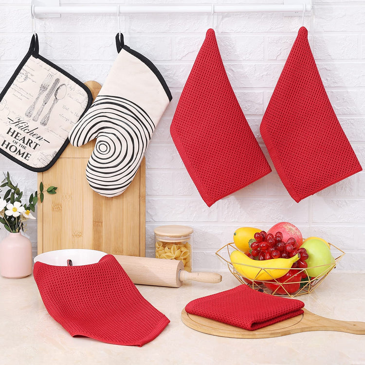 100% Cotton Waffle Weave Kitchen Dish Cloths 6 (6 Count)