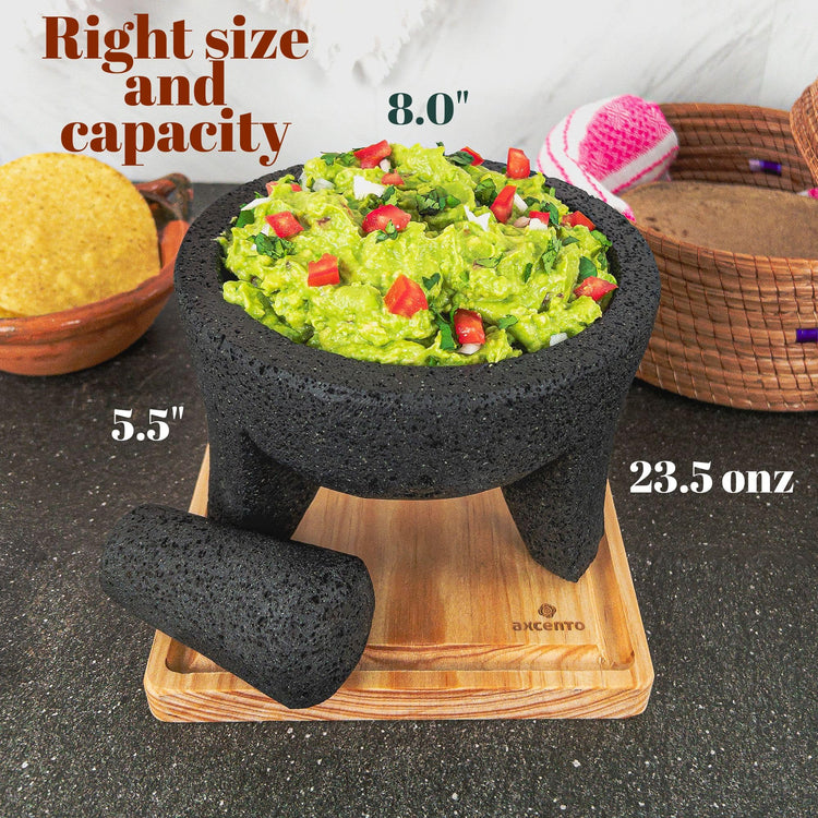 Traditional Molcajete Mexicano Volcanic Rock Mortar and Pestle Set Handmade of Authentic Lava Rock in Puebla Mexico Guacamole Bowl Cutting Board Included Molcajete Bowl de Piedra Volcanica