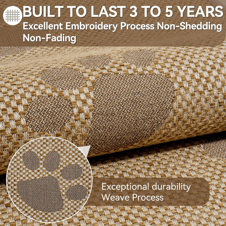 Kitchen Mats for Floor, Super Absorbent Kitchen Rugs Non Slip Washable, Rubber Backing Soft Woven Linen Embroidery Runner Rug, Standing Mat Kitchen Sink Mat, Easy to Clean, Brown 17x47