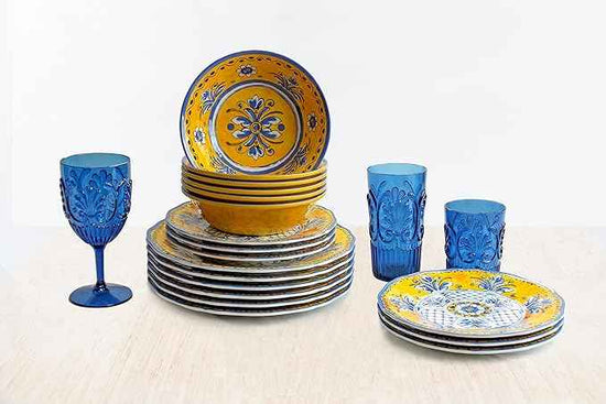 Le Cadeaux 18 Piece Luxury Melamine Dinnerware Set, Service for 6 (Benidorm)