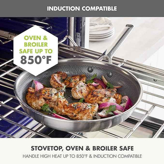 GreenPan Hybrid 9.5” & 11” Nonstick Stainless Steel Frying Pan Set, APEX Tri-Ply Thermobond PFAS-Free Ceramic Skillets, Induction & All Cooktop Compatible, Oven Temp to 850°F, Dishwasher Safe, Silver