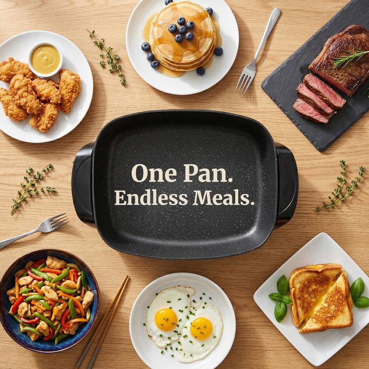 EG-6203# Non-Stick Electric Skillet, 10.5Qt, Black