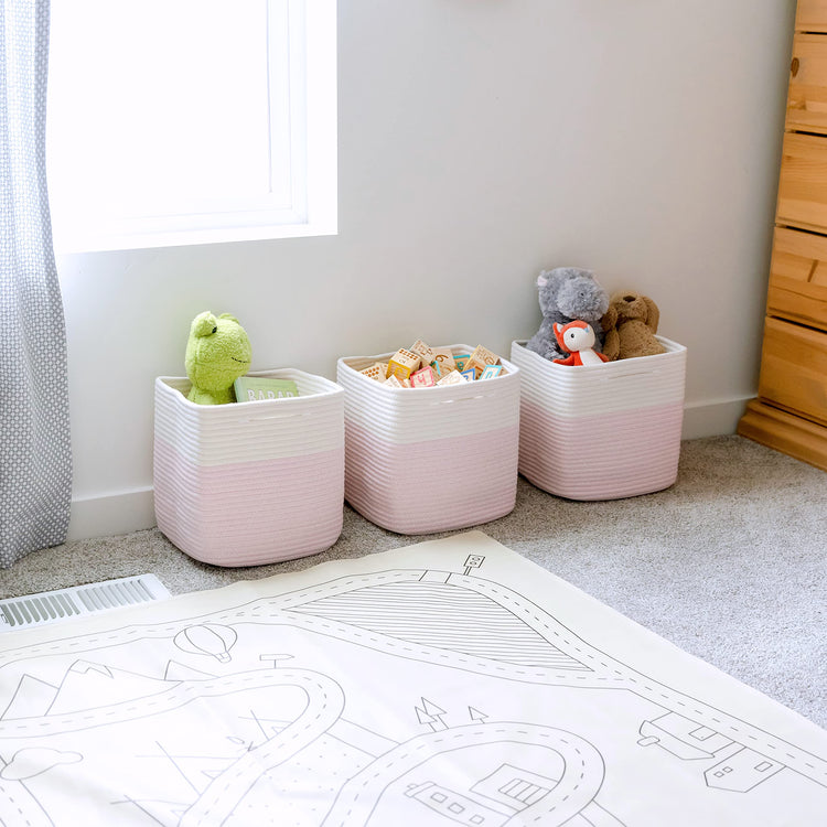 13 Inch Cube Storage Bins Cotton Rope Woven Baskets for Organizing 3 (3 Count)