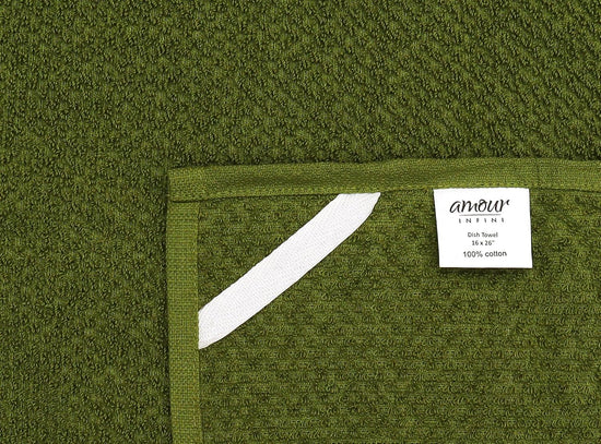 AMOUR INFINI Kitchen Towels Pack of 4 - Absorbent, Quick Drying Premium Cotton Tea Towel - Kitchen Linens 16x28 Inch Dish Towels with Hanging Loop (Green) - Nestoria