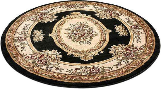 Well Woven Timeless Collection Le Petit Palais Black 5' Foot Round Luxurious Traditional French Medallion Oriental Area Rug Living Room Bedroom Dining Room Easy-to-Clean Durable Design